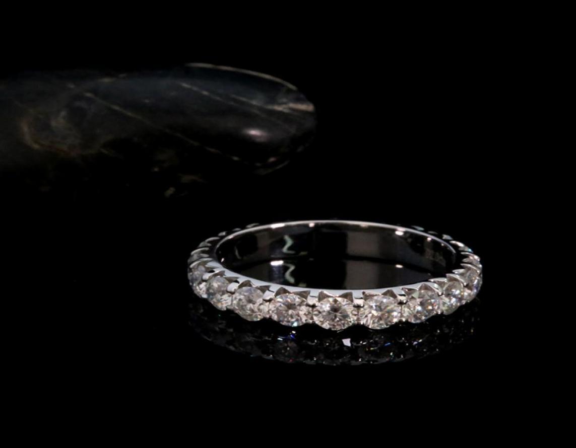

AEAW Solid 14K White Gold Round Moissanite Enternity Full Diamond Band 3mm 01ct 20ctw DF Color For Women6482055