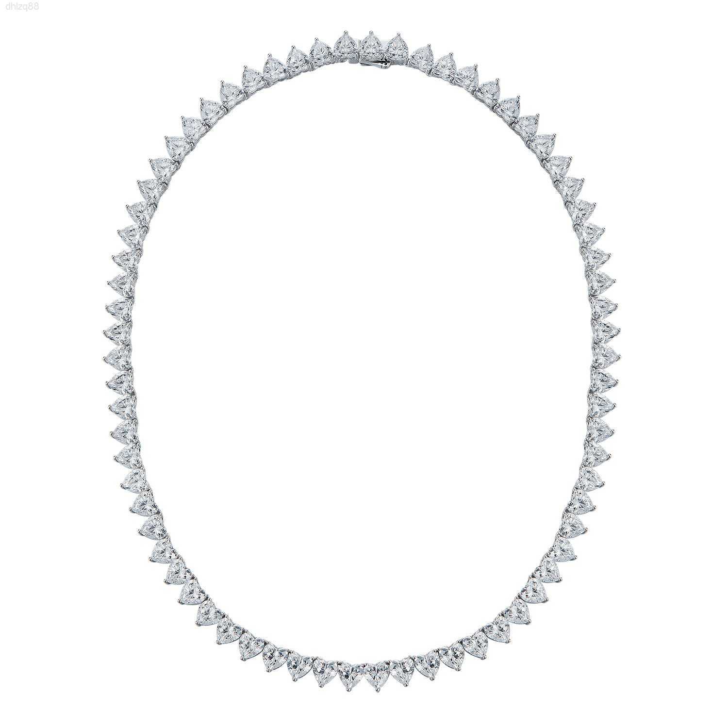 

New 17 Inch S925 Silver Heart Shape White High Carbon Diamond Necklace European and American High Feeling Female Necklaces