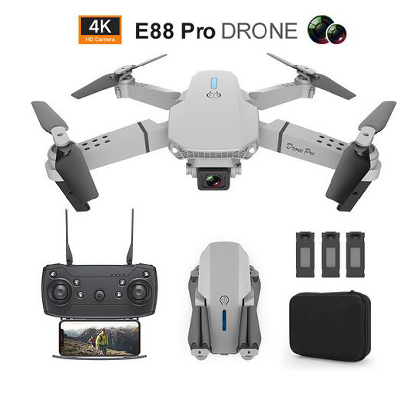 

Top Quality E88 Pro Drone Aircraft With Wide Angle HD 4K 1080P Dual Camera Height Hold Wifi RC Foldable Quadcopter Dron Gift Fly Toy E88Pro Vs E68 E89 E525