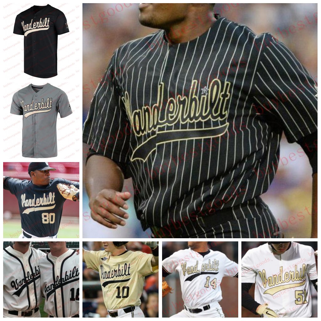 

Custom NCAA Vanderbilt Commodores Baseball Jersey Swanson 8 Isaiah Thomas 16 Martin 22 Jack Leiter 51 Bradfield Jr 80 Rocker Stitched, Pics