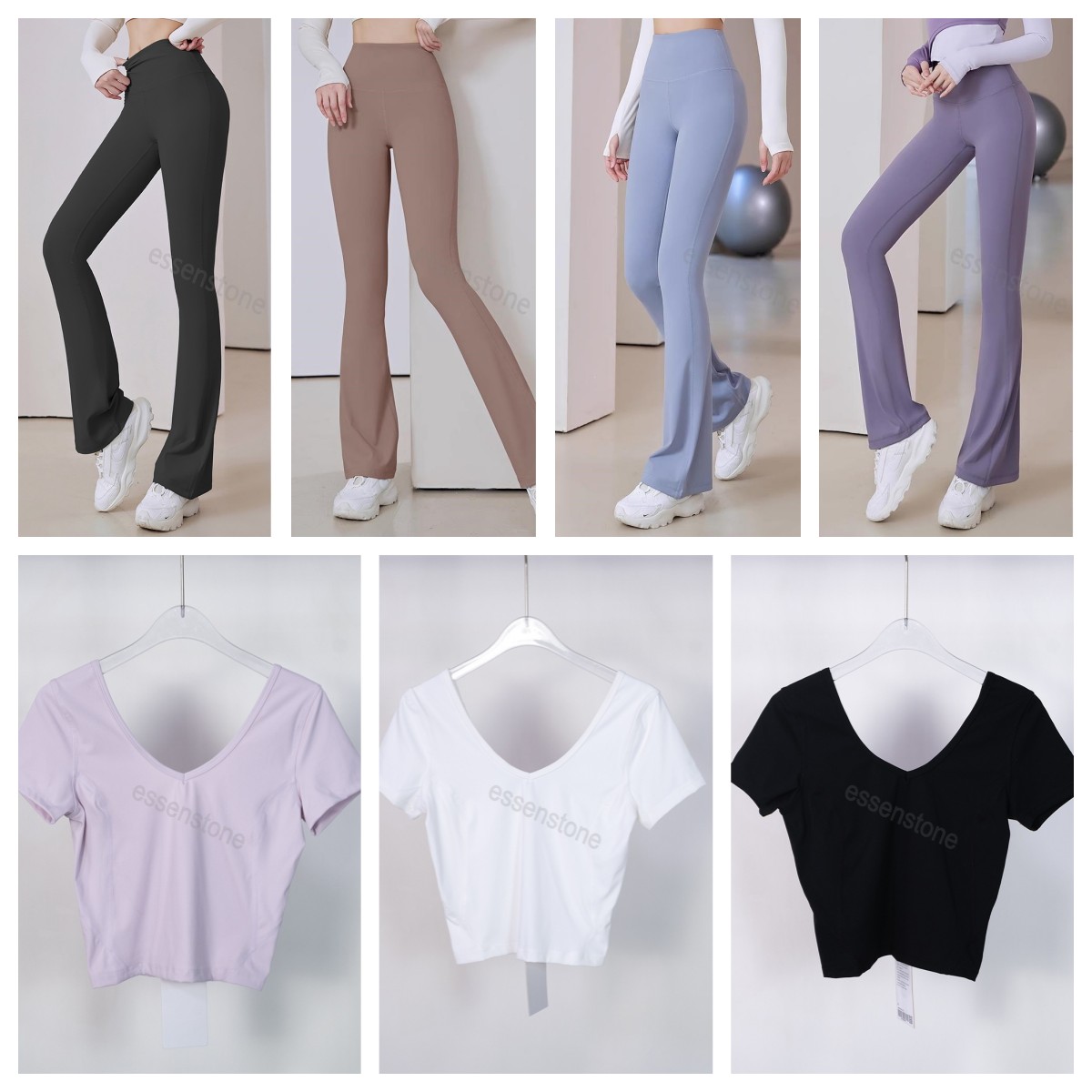 

LuL womens lemen yoga set outfit solid color leggings pant high waist designers clothes sexy legging yogas pants sports elastic fitness wear overall tights workout, The same as real