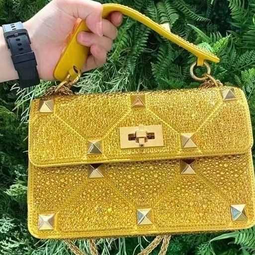 

Handbag Bags Luxurys Valentiones Designer New Shiny Women Crystal Rivet Diamond Embedding Fashion Handheld Shoulder Crossbody Women's Chain 200C, Black