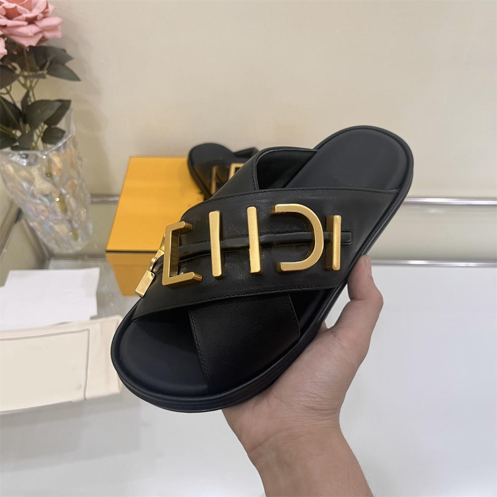 

designer sandal platform sandale slides women sandals thick bottom Flip Flops summer flat shoes velcro casual beach genuine leather high quality with box 10A, Color15