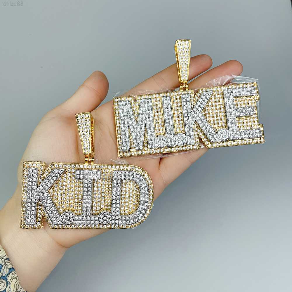 

Custom Letter Iced Out Pendant Name 18k Gold Plated Men Necklace 20mm Cuban Chain Micro Paved Cz Personalized Hiphop Jewelry