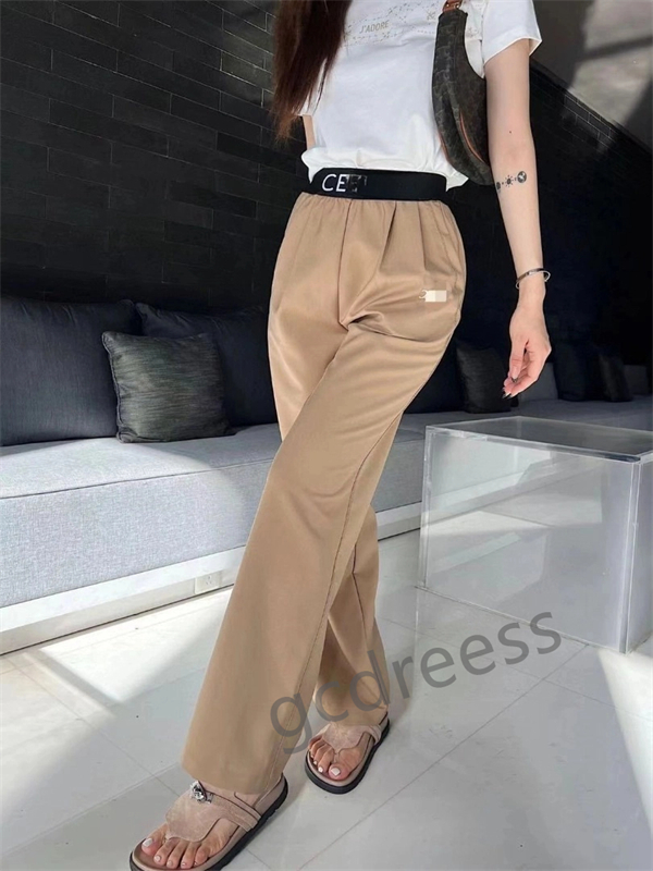 

Top Designer Women's Wear Large Women's Pants Fashion Casual Women's Pants Stitching Elastic High Waist Suit Pants Banquet Fashion Straight Tube Women's Pants, Khaki