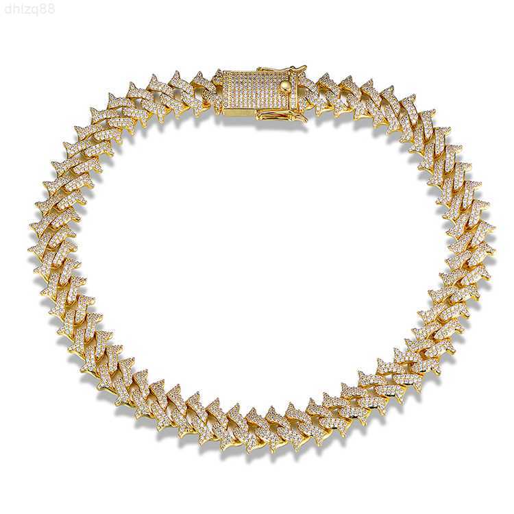 

Anster Zirconia 15mm Thick Thorns Spiked Miami Cuban Chain Necklace for Men Jewelry Hip Hop
