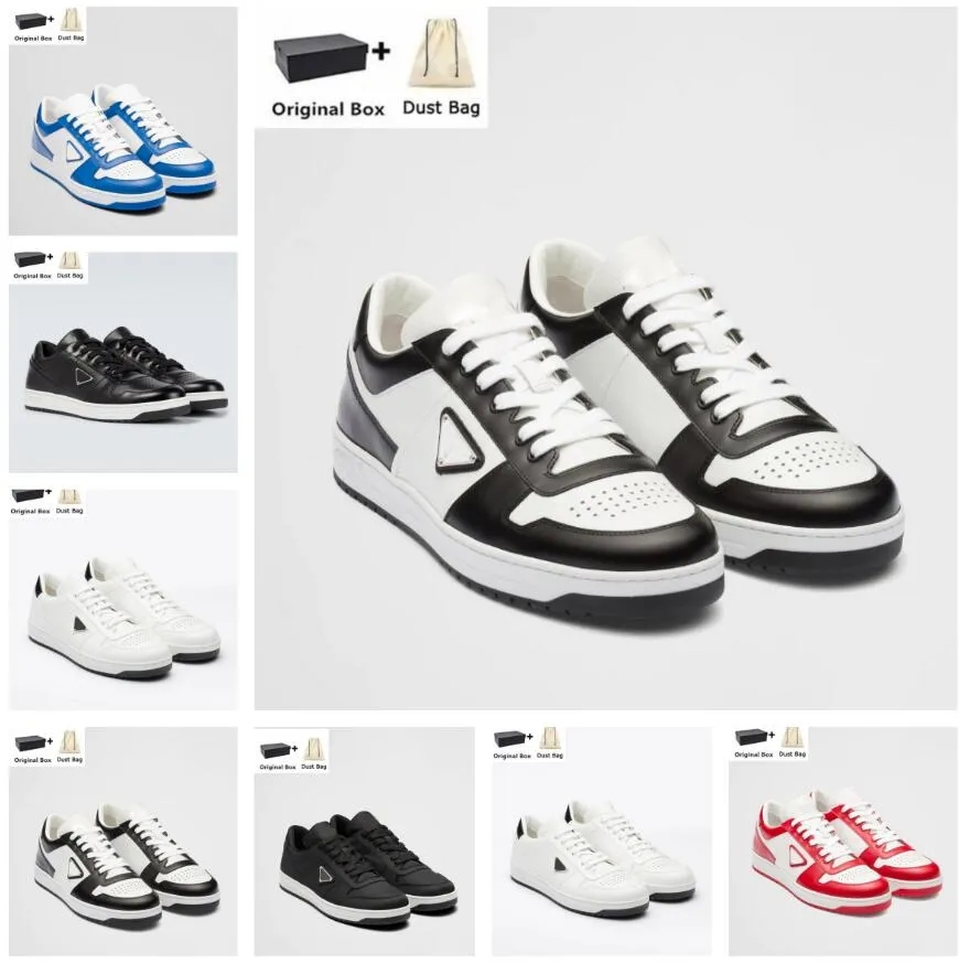 

23S/S Downtown Leather Sneakers Shoes Men Technical Fabric Re-Nylon Runner Outdoor Sports Chunky Rubber Sole Casual Walking EU38-46 Original Box