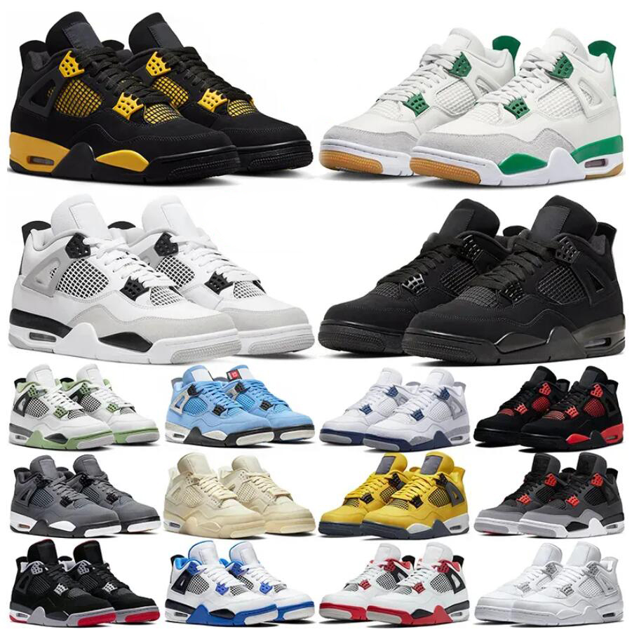 

4 basketball shoes for men women 4s Pine Green Military Black Cat Sail Red Thunder White Oreo Cactus Jack University Blue Infrared Cool Grey Kaws mens sports sneakers, 27