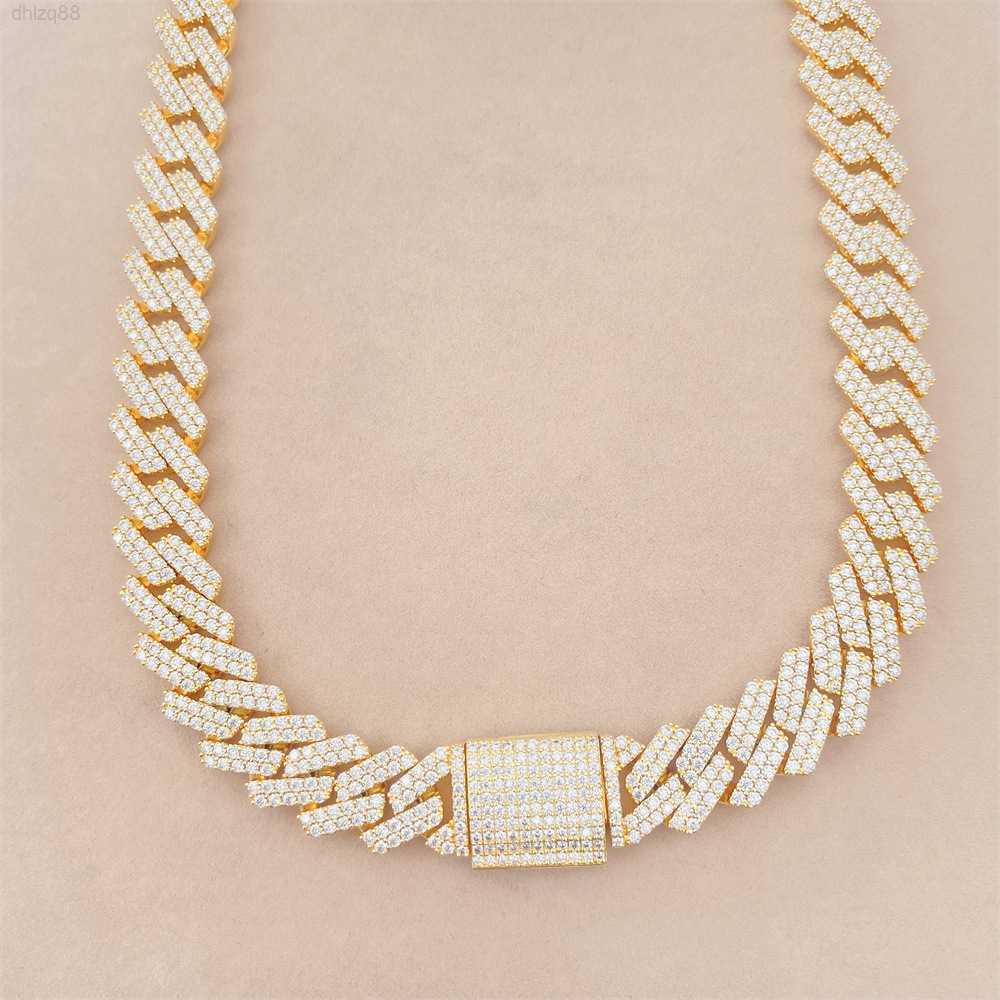 

15mm Cuban Link Chain Moissanite Men Chain Necklace 925 Sterling Silver Moissanite Hip Hop Jewelry