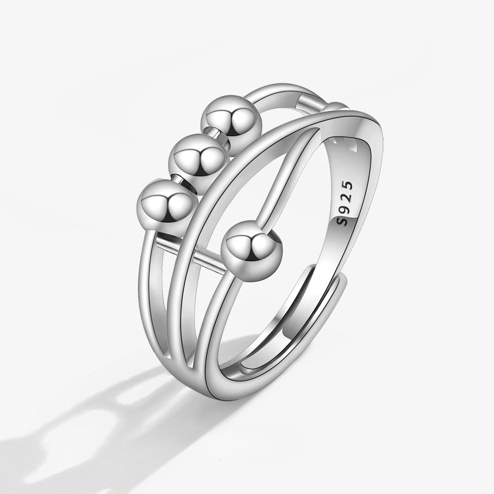 

Designer Ring Adjustable Opening Female Male Fidget Ring with Head Worry Pressure Relief Jewelry Female Stacked Finger Ring
