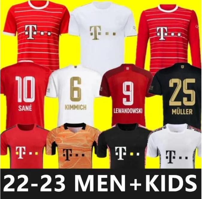

LEWANDOWSKI BAYERN MUNICH soccer jerseys 22 23 GRAVENBERCH SANE Mazraoui MULLER DAVIES KIMMICH football TOP shirts Men Kids kit COMAN 2023 uniform fans player CV