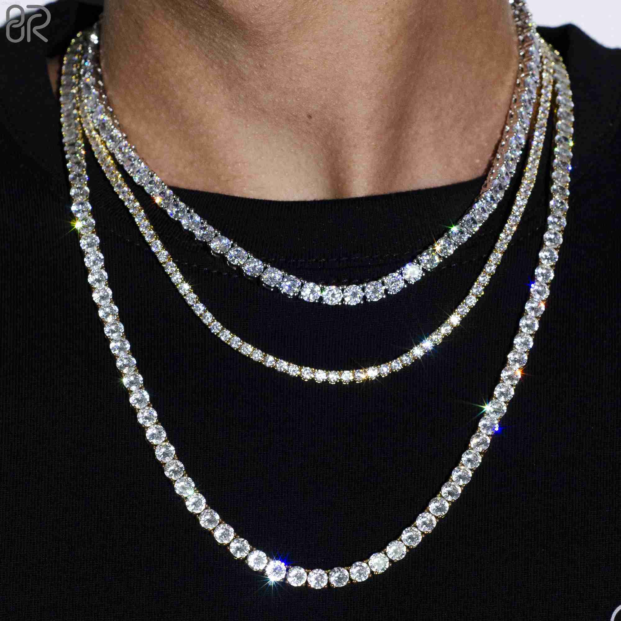 

3mm Moissanite Tennis Chain Iced Out Tennis Necklace Wholesale High Quality 925 Sterling Silver Vvs Men Women Fine Jewelry