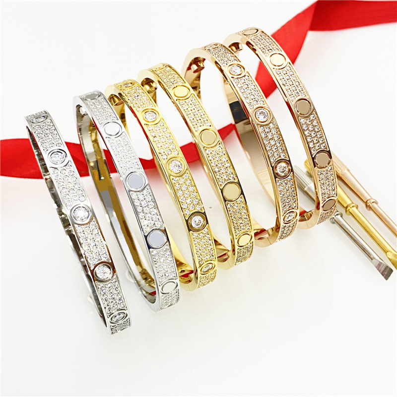 

gold bracelet mens Screw bracelets desinger jewelry for woman luxury Bangle Design silvery stainless steel Diamond Love Bangles Wedding Engagement party gifts