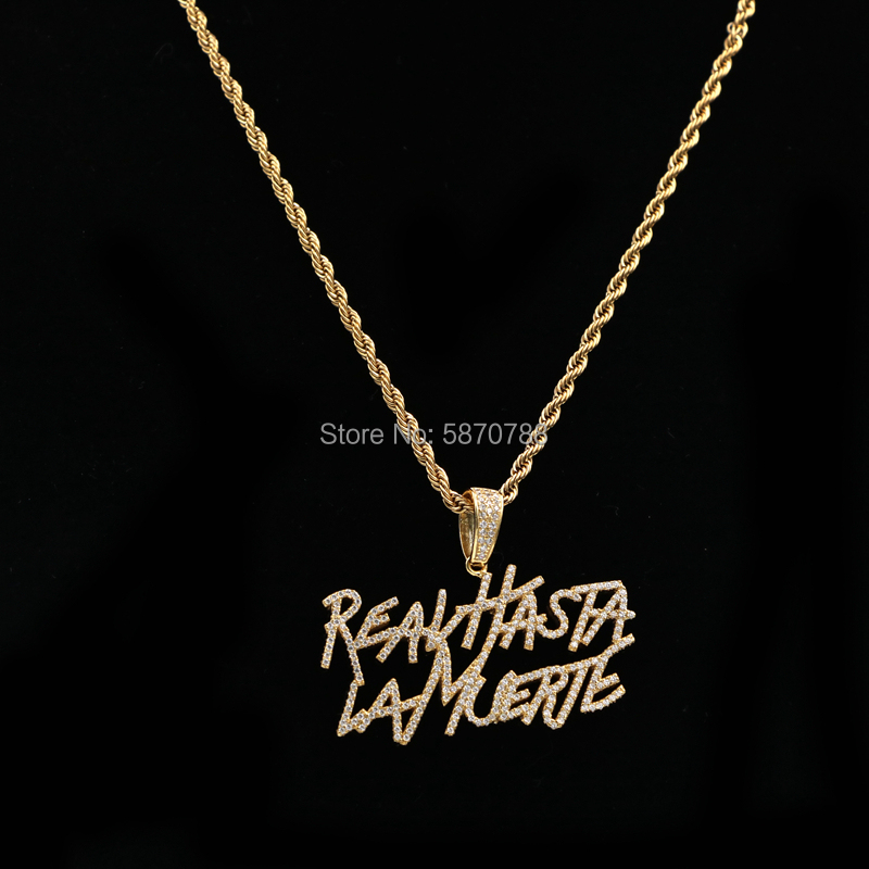 Pendant Necklaces Hip Hop Gold Plated Letter Necklace Spain Combined Stone Jewelry 230506
