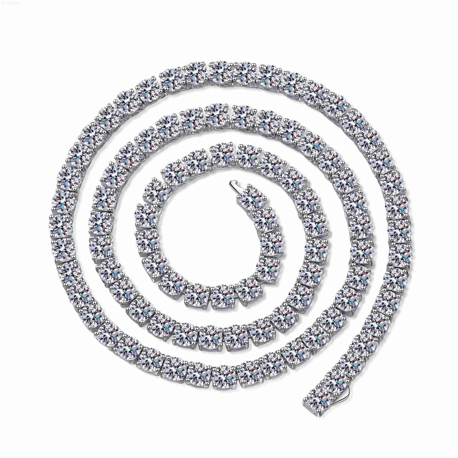 

Luxury Fine Jewelry Hip Hop Style Tennis Chain 925 Sterling Silver 0.1ct/0.3ct Moissanite Diamond Necklace for Men and Women
