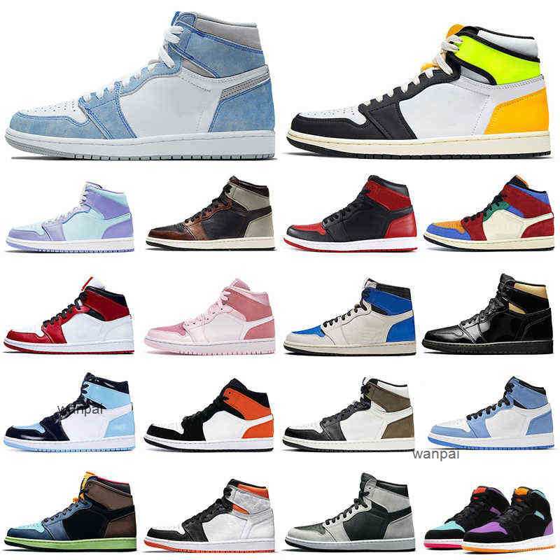 

2021 1s men basketball shoes 1 University Blue Obsidian Bred Shadow Digital Pink women mens trainers sports sneakers Breathable Dropshipping, 1s military blue