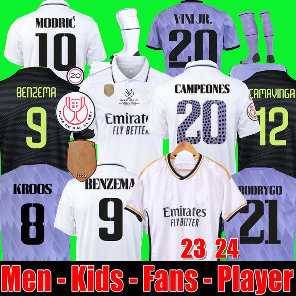 

BENZEMA Final soccer jerseys 22 23 24 football shirt VINI JR TCHOUAMENI ASENSIO ALABA MODRIC RODRYGO VALVERDE 2022 2023 men kids kit Copa del Rey reAL mADRIds KROOS, Adult copa del rey