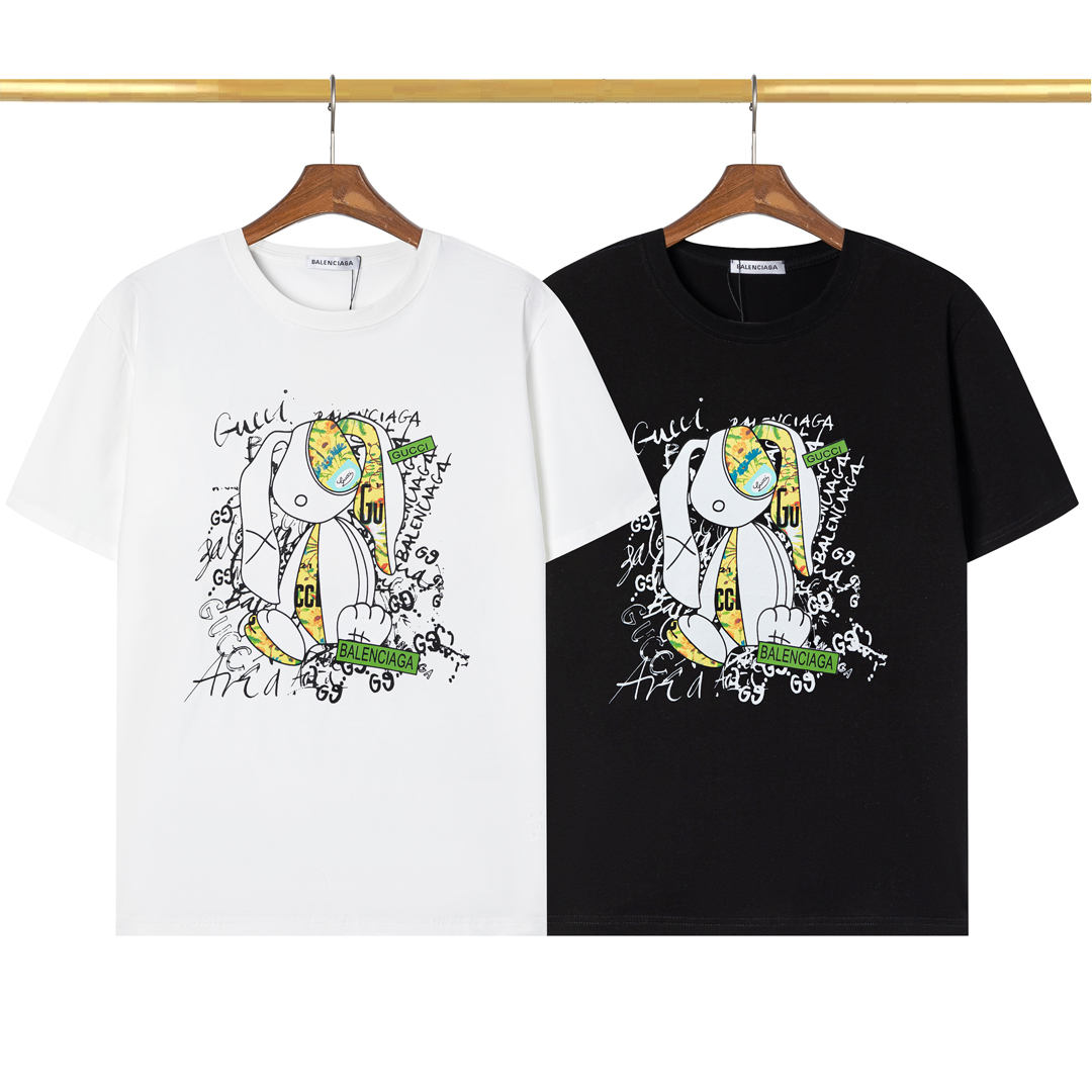 

Summer men's clothing designer casual short sleeved shirt, top quality 100% pure cotton, good breathability printing Luxury fashion Top Sell men and women t shirts, White