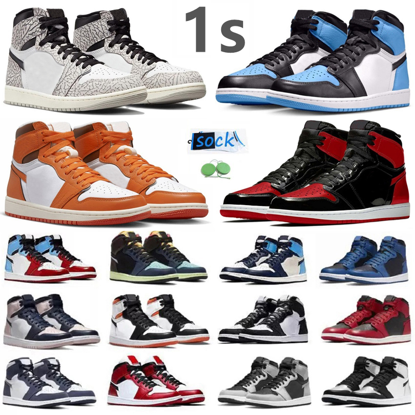 

1 1s Mens Basketball Shoes Sneaker Unc Toe Lost Found Gorge Pine Green Bred Patent Dark Mocha Grey Fog StarFish Obsidian Shadow Bone Men Women Trainers Sports Sneakers, Color#45