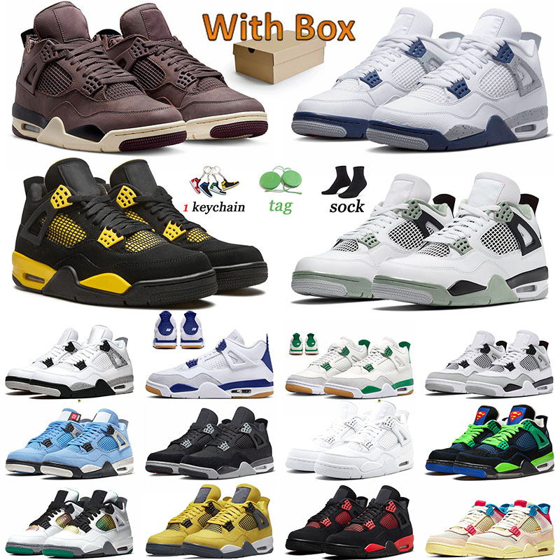 

Jumpman 4 Basketball Shoes Thunder 4s Trainers Men Seafoam Midnight Navy Dark Blue Black Green Sneakers J4 Pine Green Violet Ore White Cement Women Sports Lightning, # 40-47 low psgs