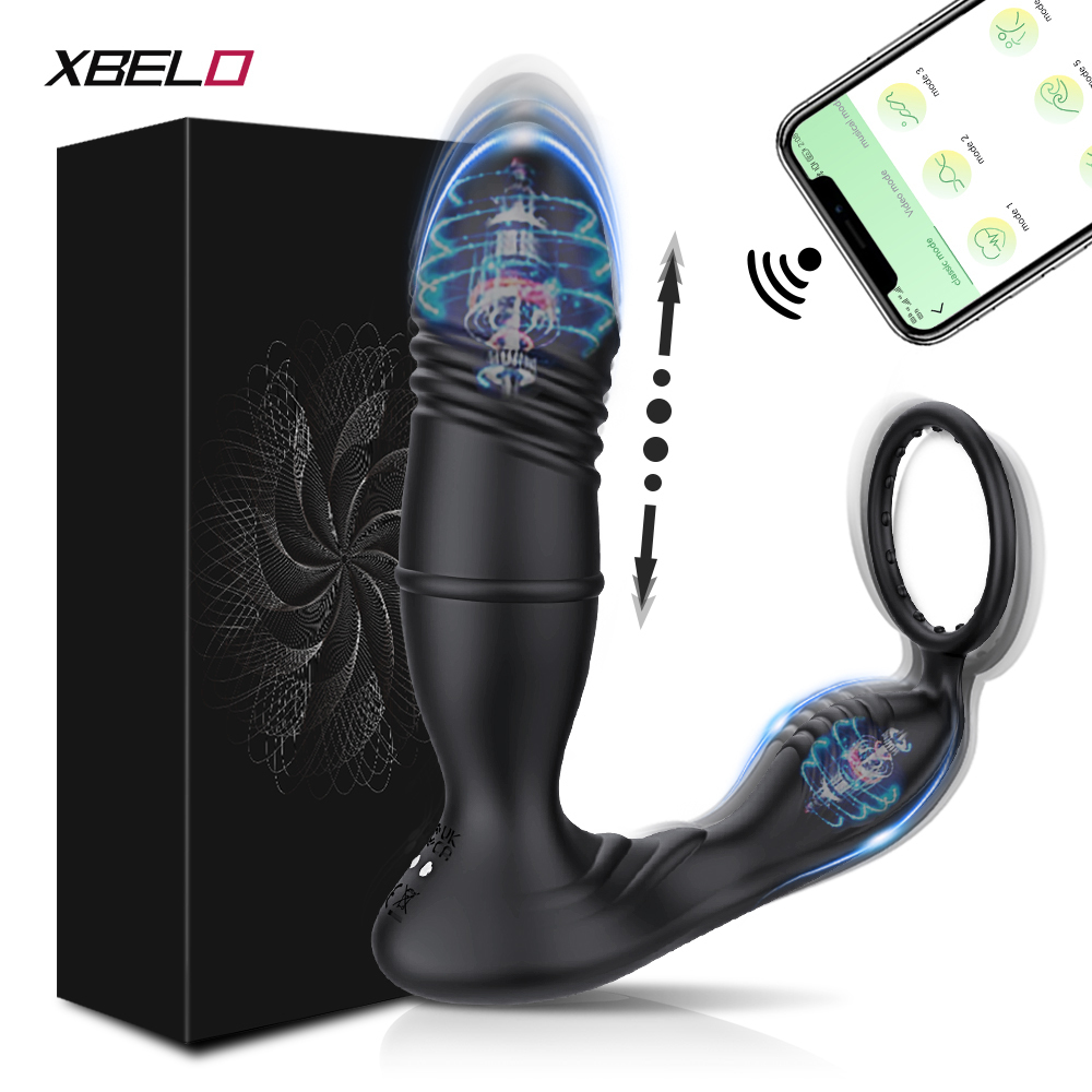 Vibrators Male Thrusting Prostate Massager Bluetooth APP Vibrator for Men Gay Wireless Remote Prostate Stimulator Sex Toy for Couples 230508