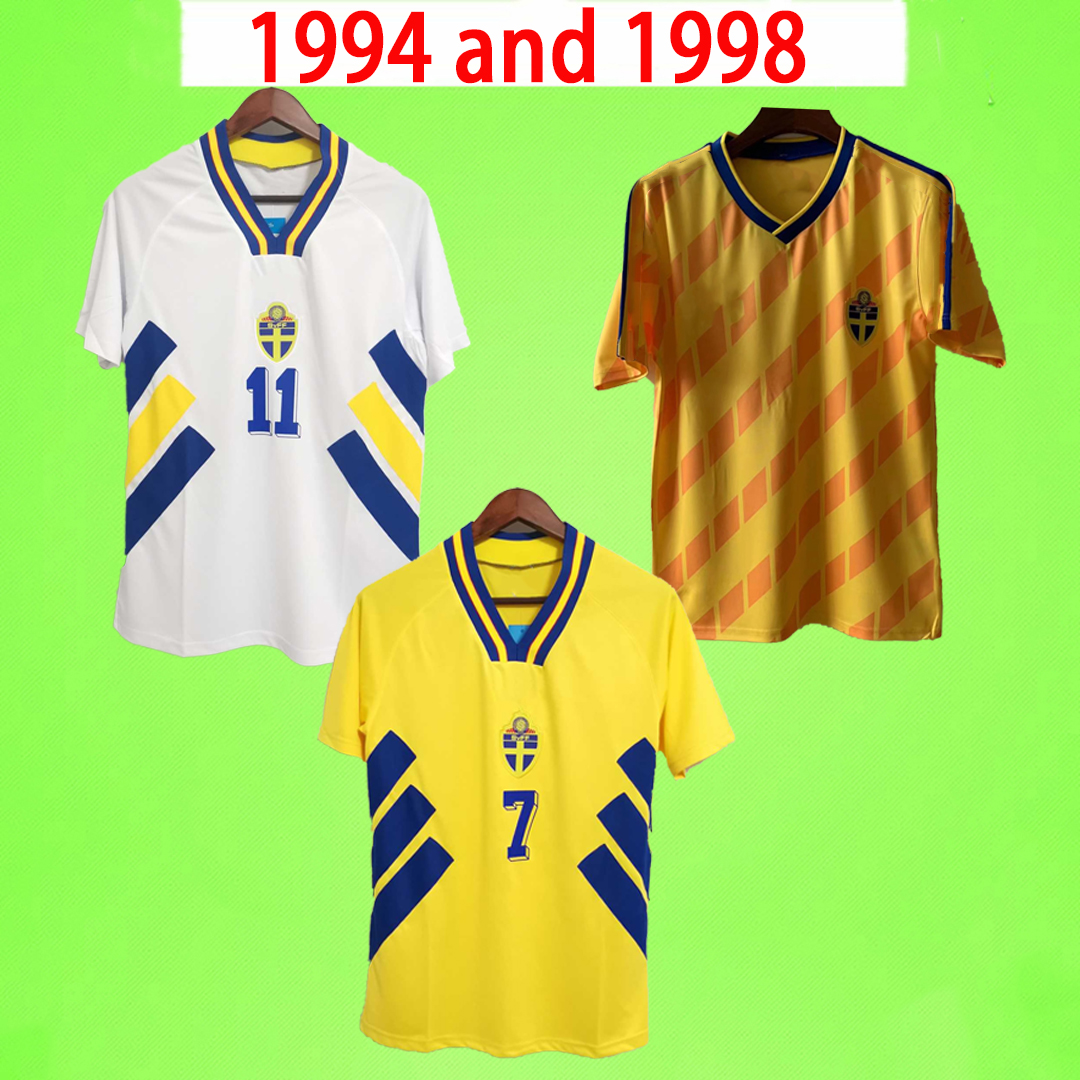 

1988 1994 Sweden IBRAHIMOVIC soccer Jerseys Retro KALLSTROM Home Away Football Shirt National Team LARSSON DAHLIN BROLIN Uniform Men kit MARCUS BERG short sleeve