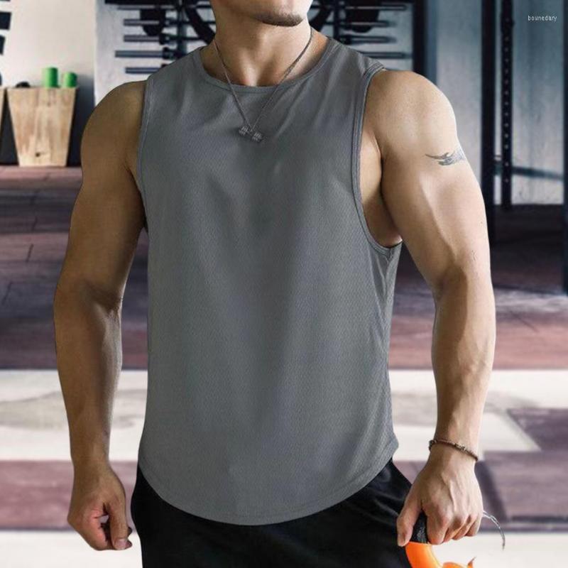 

Men's Tank Tops Stylish Vest Crew Neck Moisture Wicking Quick Drying Running Loose Pullover Top, Black