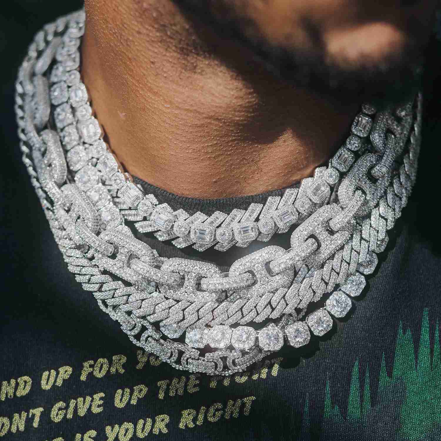 

Custom Pass Diamond Test Vvs Moissanite Diamond Cuban Link Chain 12mm 13mm 14mm Hip Hop Necklace Men 925 Jewelry