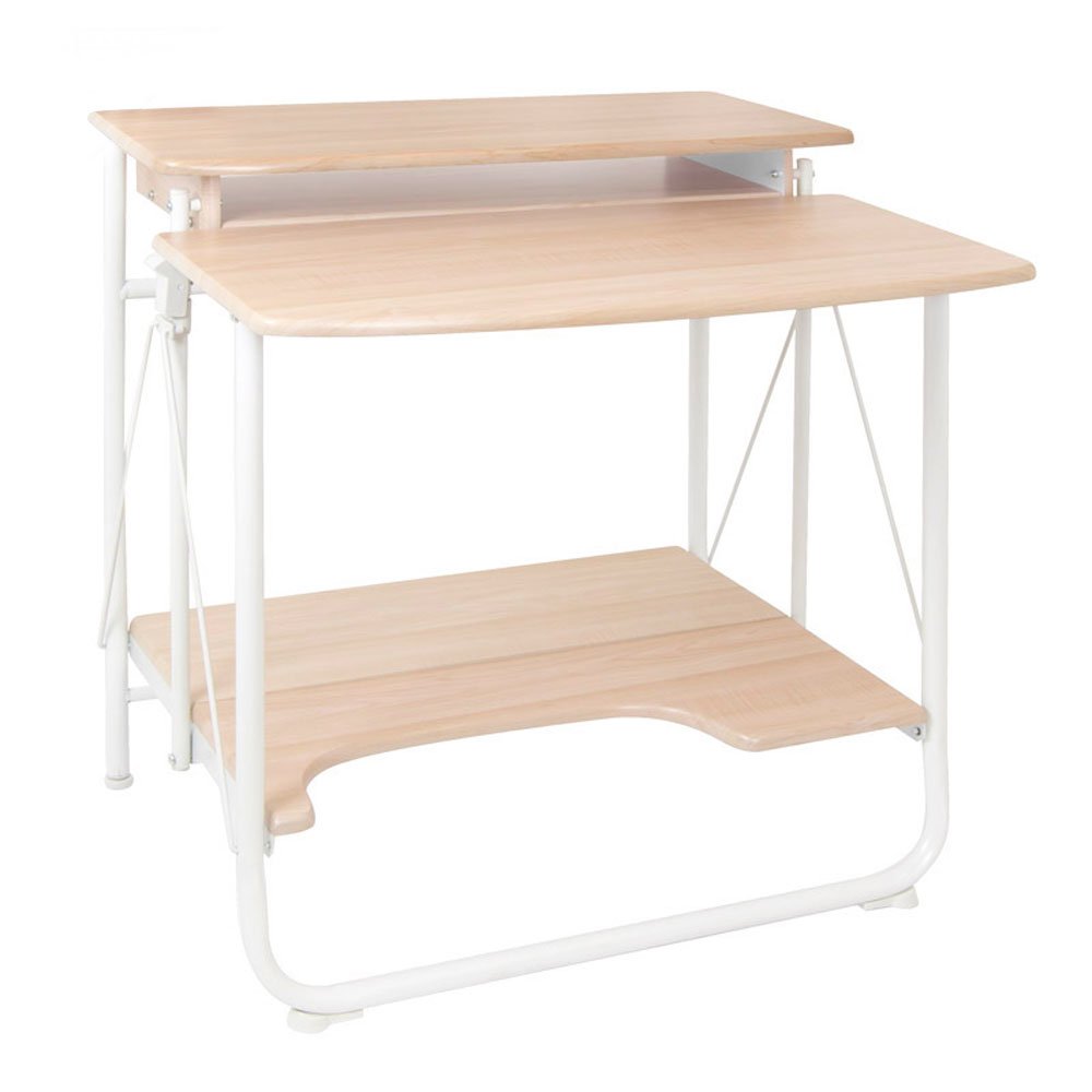 

Designs Stow Away Folding Desk with Shelves - White , Maple