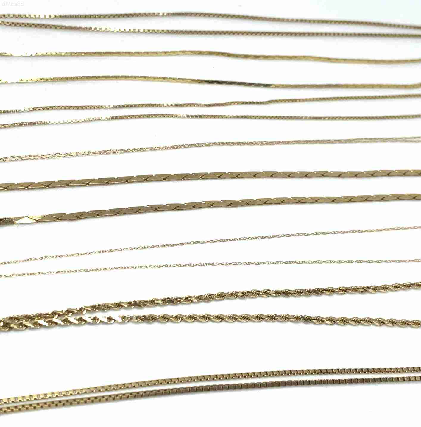 

1mm 2mm 3mm 10k 14k 18k 22k Gold Necklace Chains Curb Box Miami Cuban Link Anchor Figaro Cable Snake for Jewelry Retailers Usa
