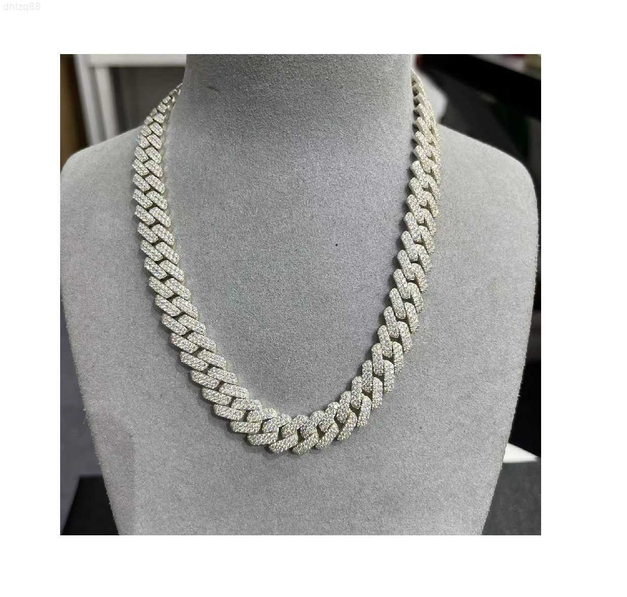 

Hot Sale Moissanite Jewelry 925 Silver Vvs Moissanite 12mm Cuban Chain Necklace