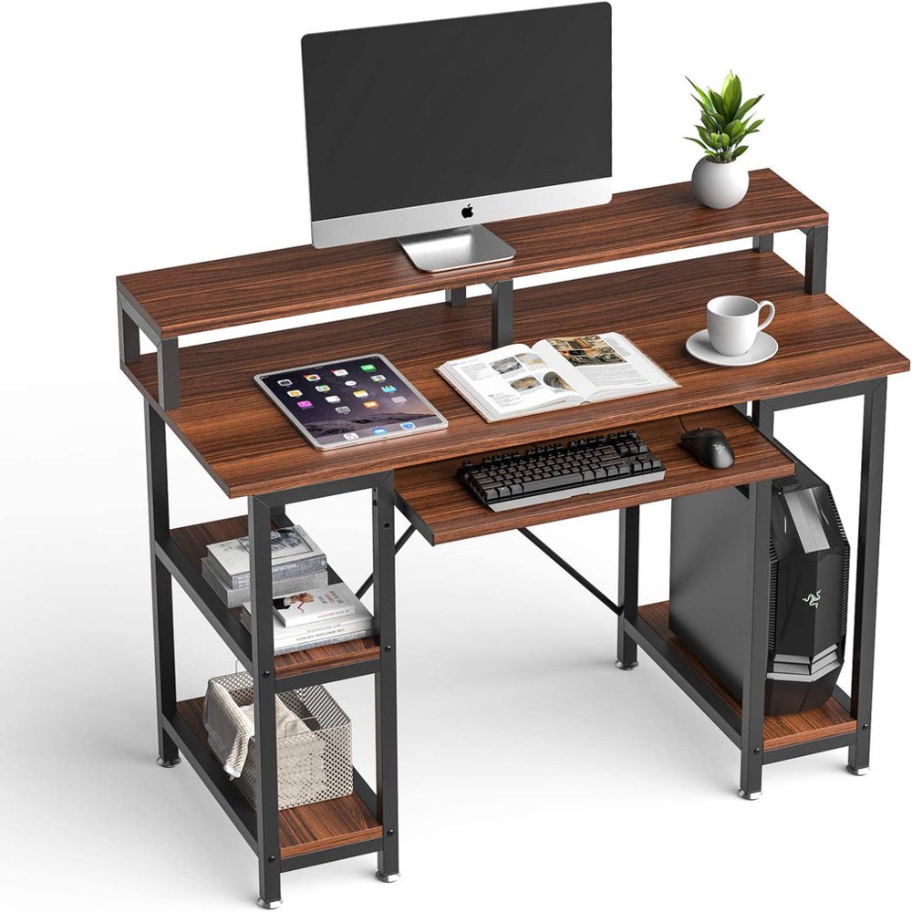 

Computer Desk with Keyboard Tray, 47 x 19 Woden Office Desk with Drawers