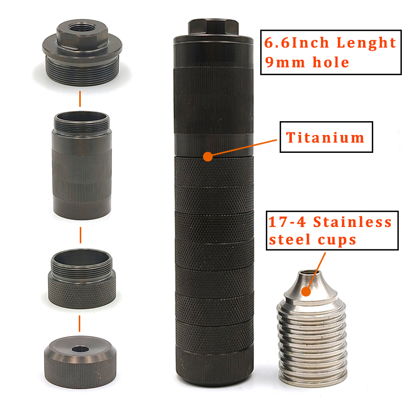 

New 6.6"L x 1.5"OD MODULE Titanium 9mm Hole Fuel filter solvent trap 17-4 stainless steel cup Black 1/2-28,5/8-24