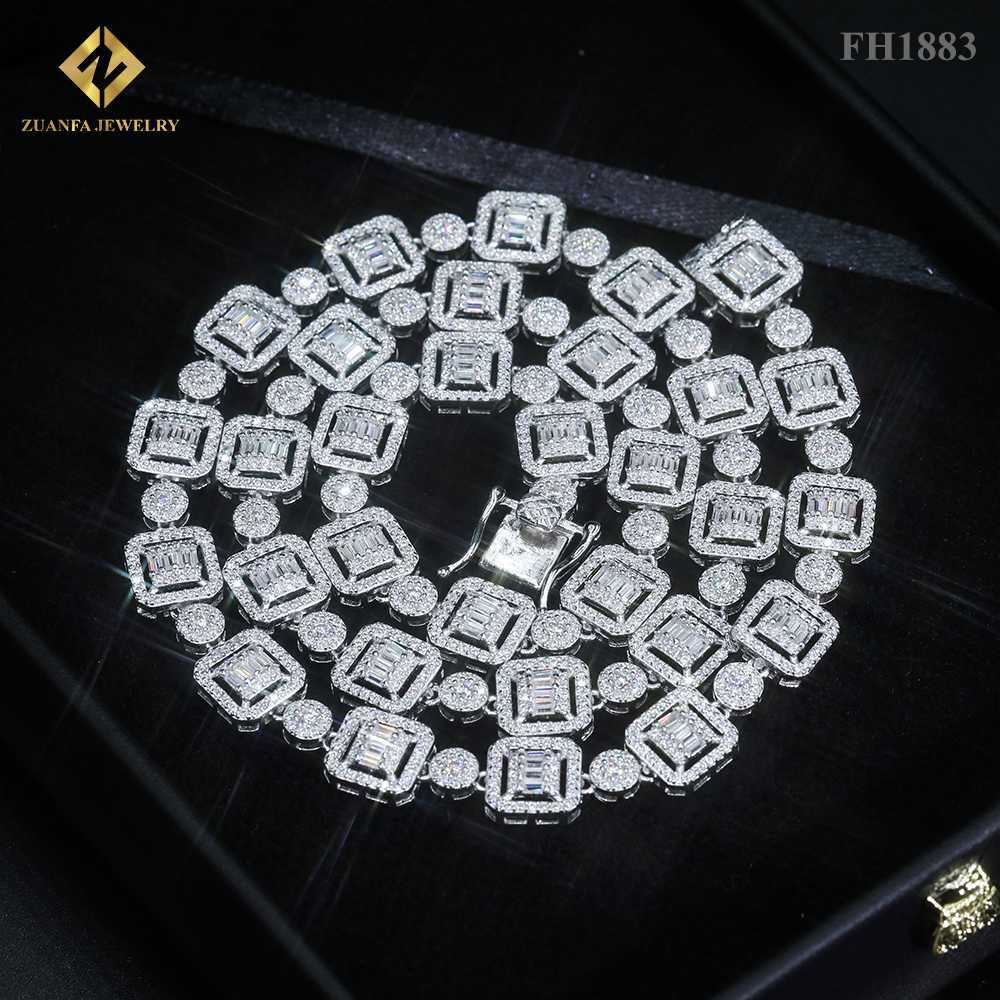

Fast Shipping Factory Supplier Jewelry Iced Out Diamond Vvs Baguette Moissanite 925 Cuban Link Chain