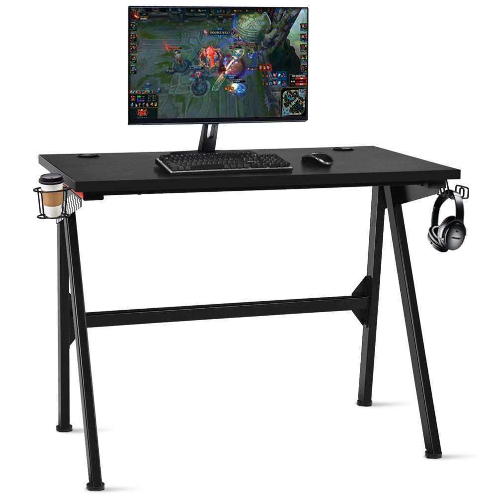 

Gaming Desk Home Office PC Table Computer Desk with Cup Holder Headphone Hook