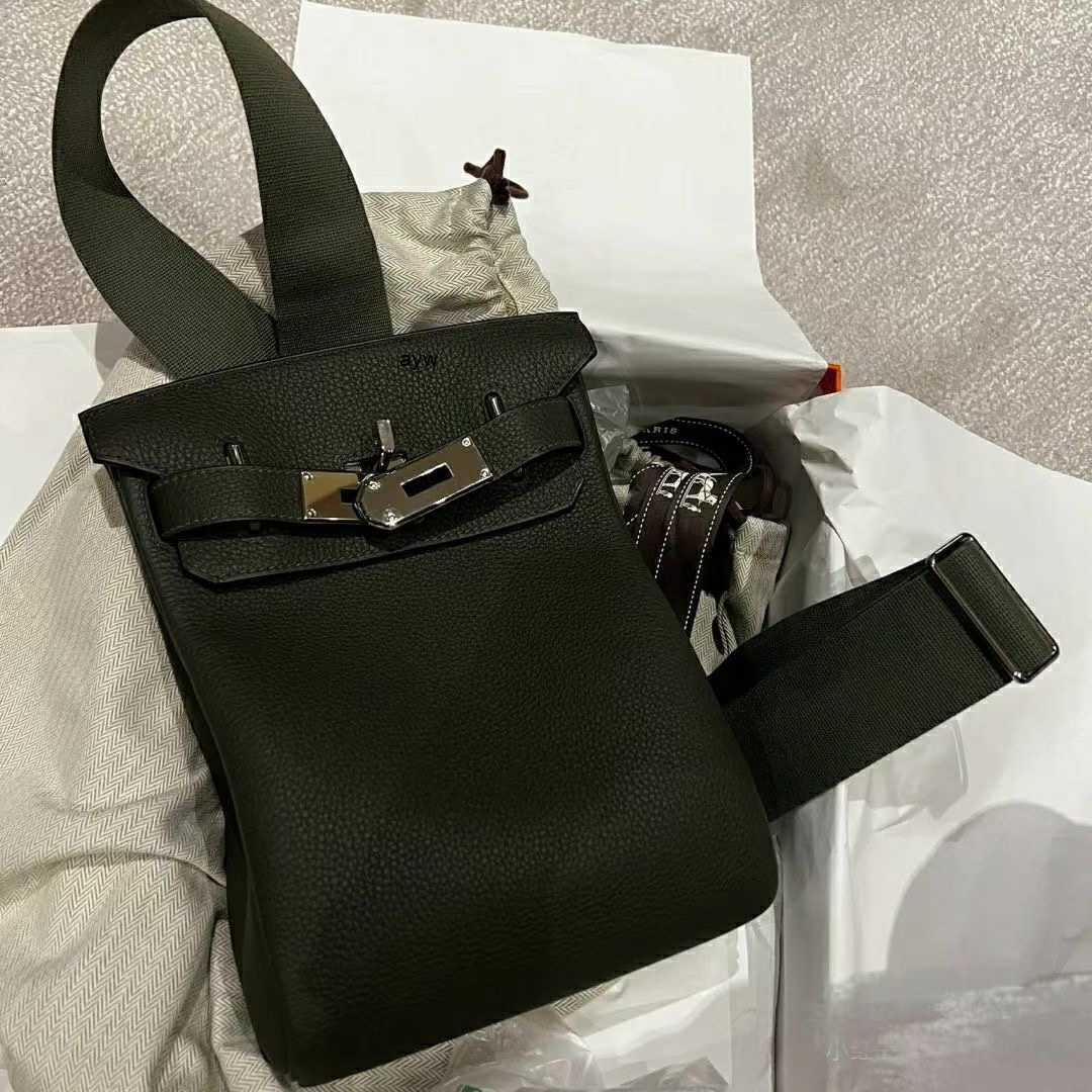

Birkins Bags LA CALIFFA Handmade French haas togo cowhide HAC a dos pm Chest Bag Shoulder Bag HAC, Black french togo cowhide