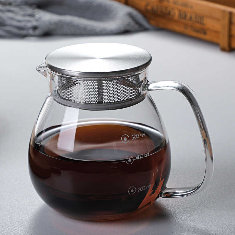 Coffee Pots ICED Glass Coffee Machine Coffee Pot Cold Brew V60 Heat Resistant Glass Coffee Maker Gongfu Teapot Flower Tea Set 600ML Tea Maker P23-image-863873267