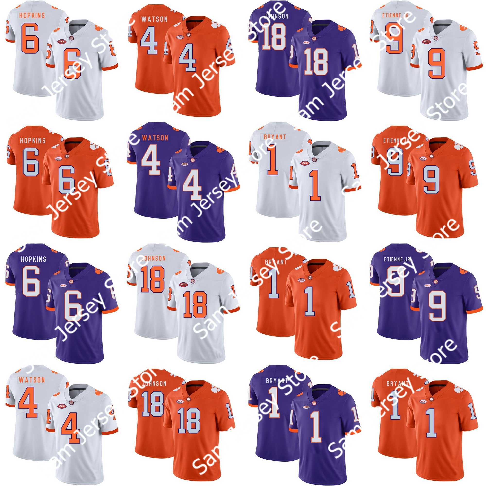 

Football Jerseys Clemson Tigers# DeAndre Hopkins Deshaun Watson Jadar Johnson Martavis Bryant Travis Etienne Jr. College Football Stitched Jerseys, White custom with your name & number
