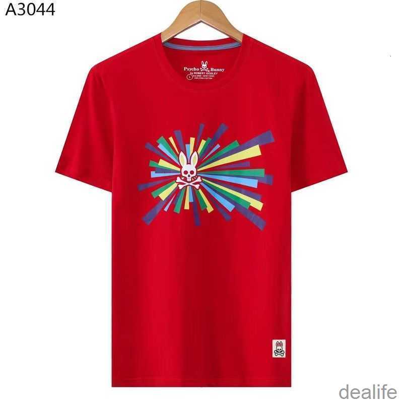 

Psycho Bunny 2023 Summer New Short Sleeve T-shirt Fashion Brand Versatile Print Skull Rabbit Pattern Ribbed Pure Cotton 6bqh, Aqua blue