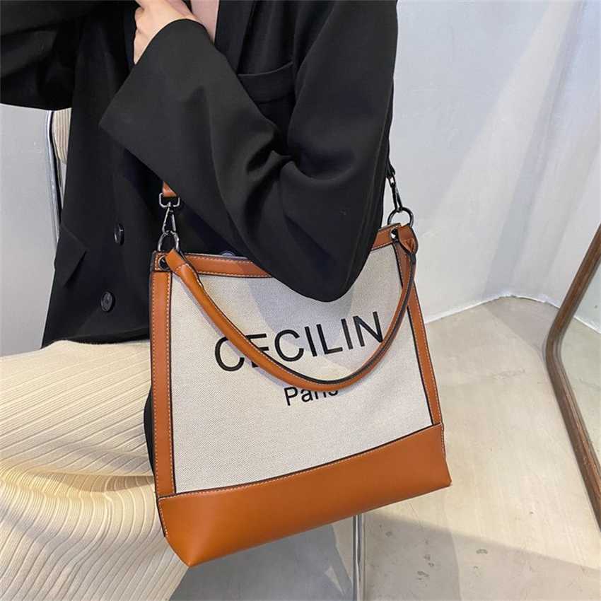 

20% OFF 2023 handbag Tote Women's Autumn New Canvas One Shoulder Underarm Urban Minimalist Fashion Letter Hand Carrying Crossbody Bag, Khaki7