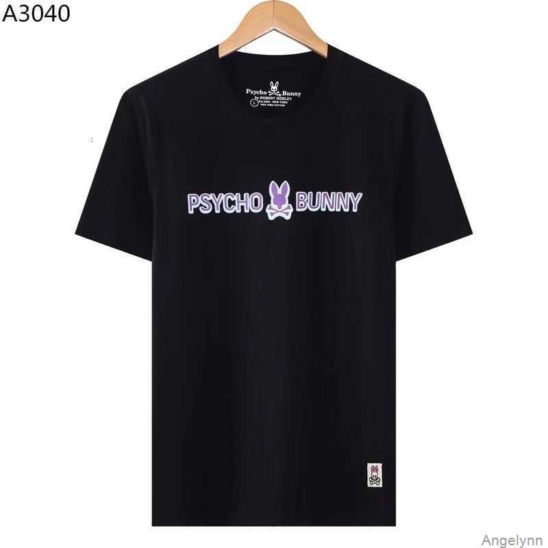 

Psycho Bunny t Shirt 23 Summer Skull Rabbit Pure Cotton Cartoon Letter Printing Short Sleeve Fashion Embroidery Label Casual Tto1, Dark gray