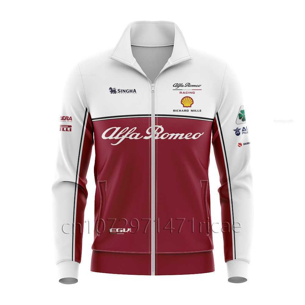 

Men's Hoodies Sweatshirts Season Racing Commemorative Sweatshirt Alfa Romeo F1 Fan Zippered Hoodie Formula One Shirt Men's Pullover, Jk0042