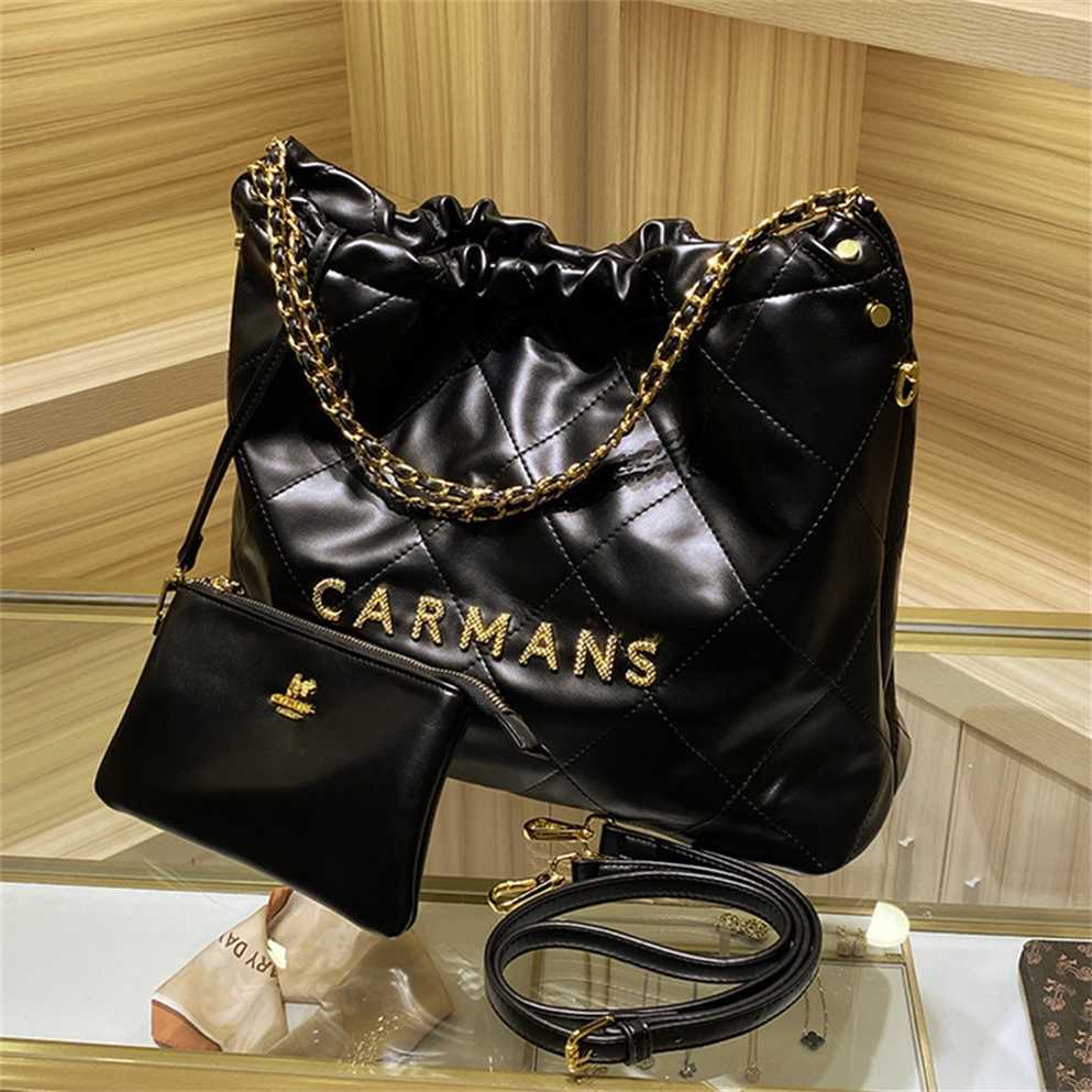

Cheap Purses on sale Kamans 2023 New Lingge Embroidery Thread Bucket Bag Tote Single Shoulder Diagonal Straddle, Black4
