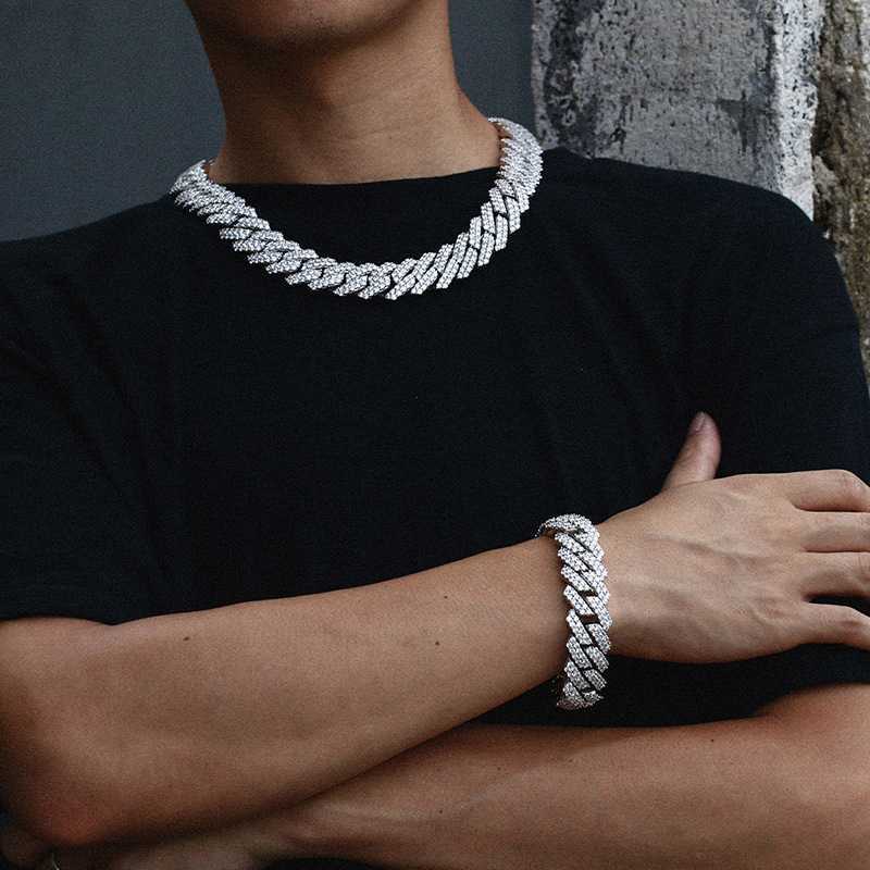 

Blues Rts Hot Selling Miami 925 Silver 20mm Cuban Link Chain Moissanite Diamond Necklace Iced Out Chain