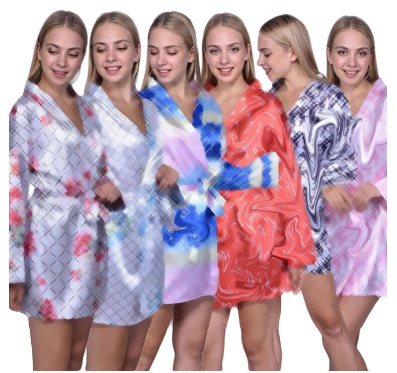 Designer Women's Jacket Solid royan silk Robe Ladies Satin Pajama Lingerie Sleepwear Kimono Bath Gown pjs Nightgown coat