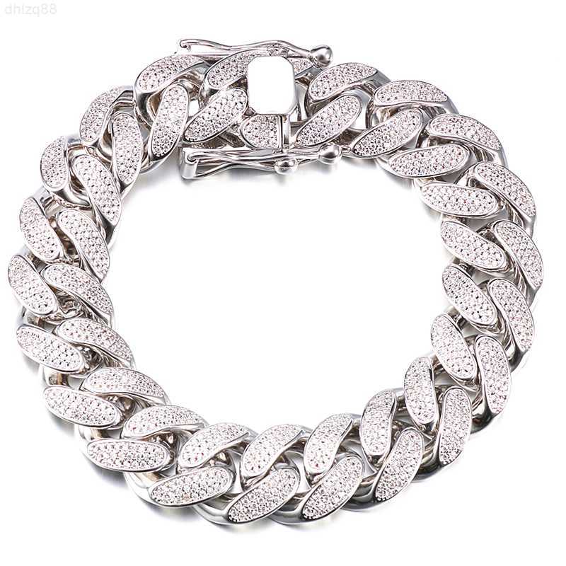 

Jasen Jewellery 15mm 18mm Solid Thicker Iced Out Brass or Silver Miami Zircon Stones Lab Diamond Cuban Link Chain Necklace