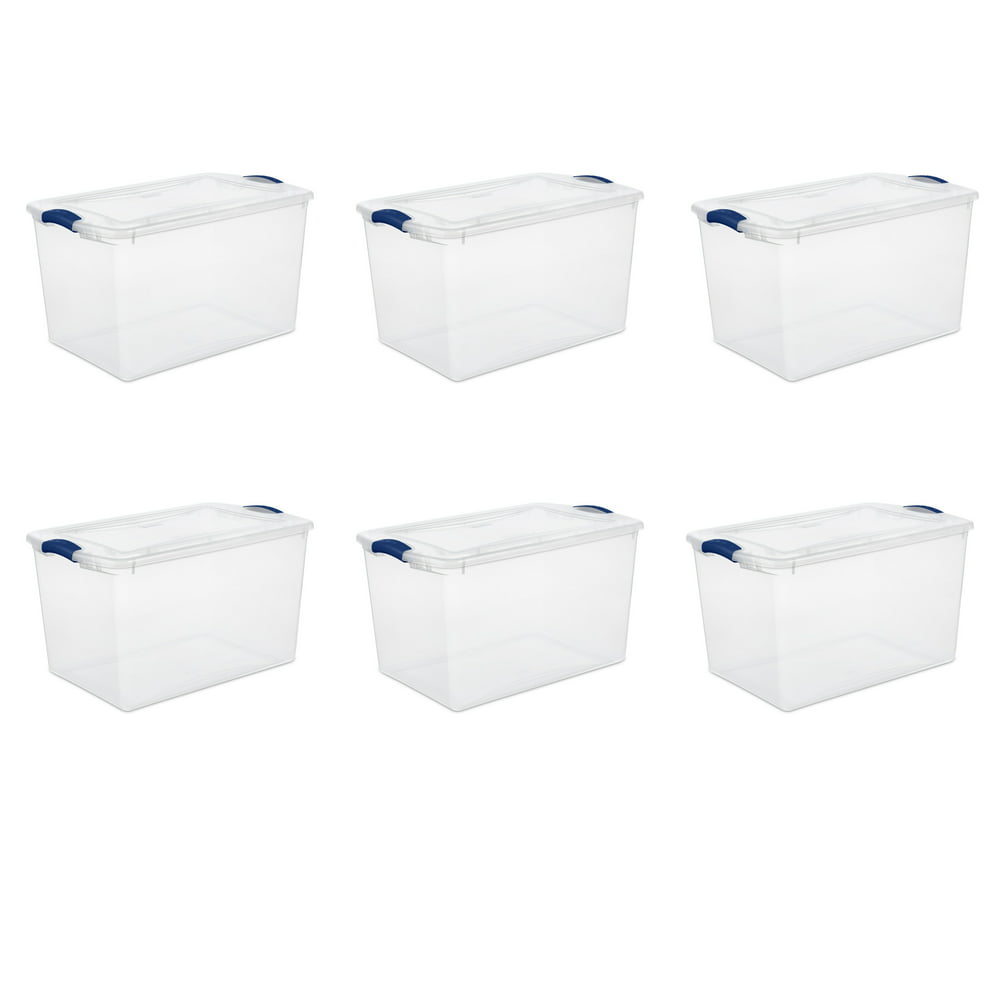 

Sterilite 66 Quart Latch Box Plastic, Stadium Blue, Set of 6