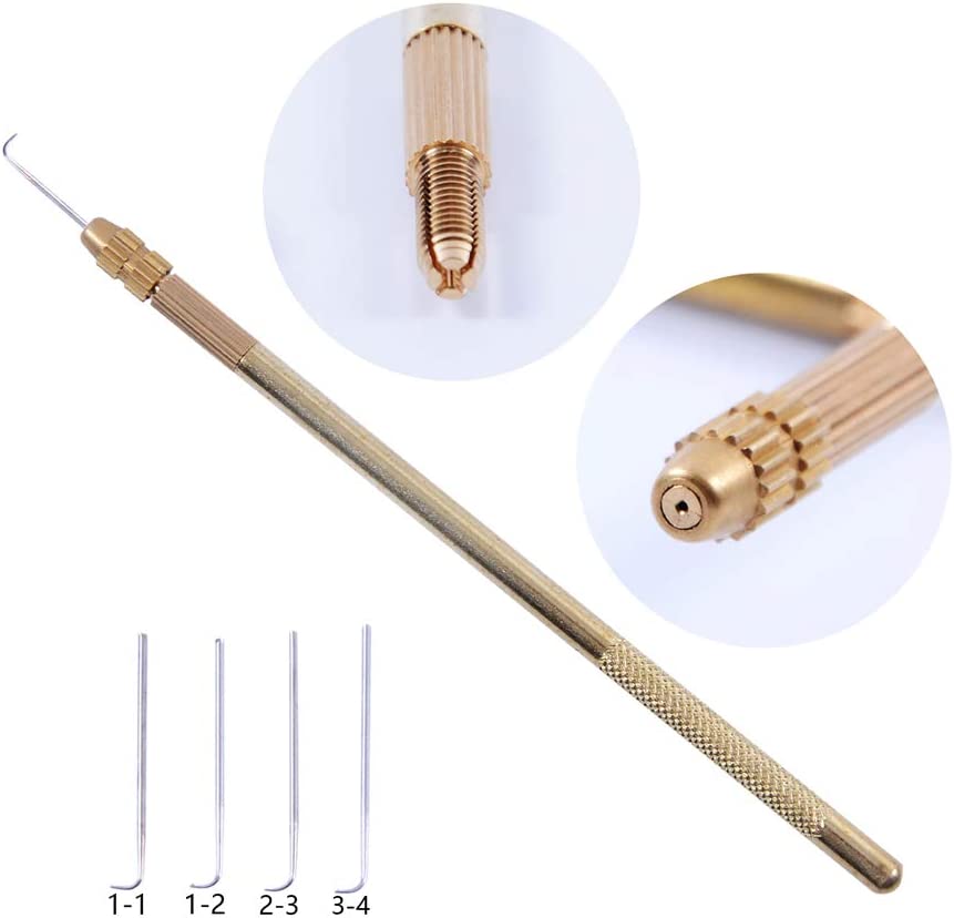 

4 Pieces Ventilating Needles + 1 Brass Bracket for Lace Wig Making Kit