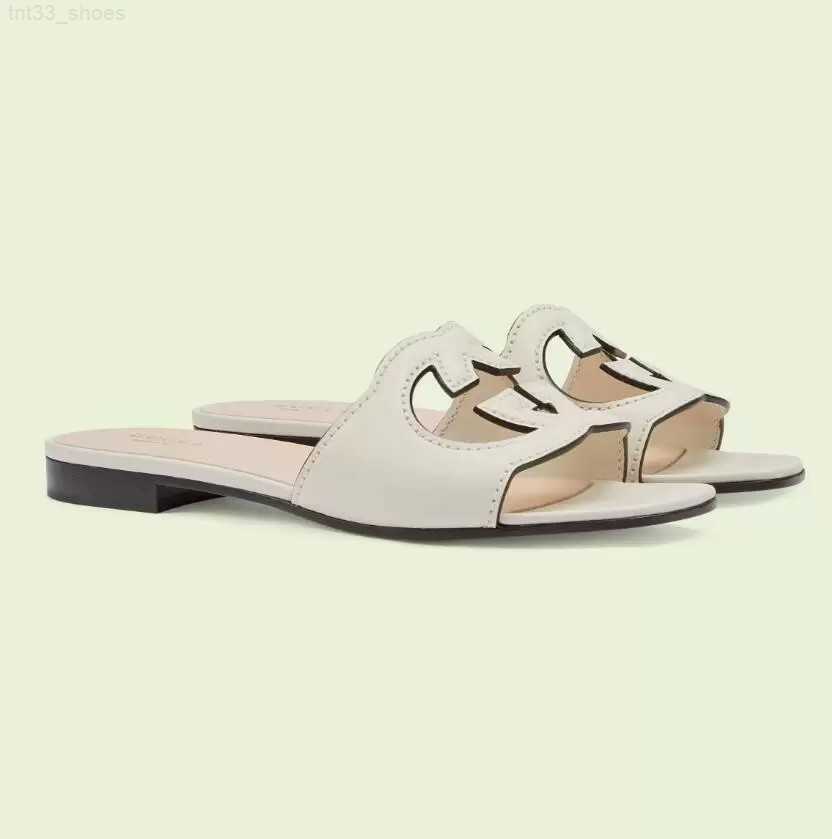 

Italy Women Sandal flat slide Interlocking High-quality Leather Slippers G Cut-out Slides Sandal Calf Leathers Sexy Flats Ladies Fashion Cutout Wear Shoes Box