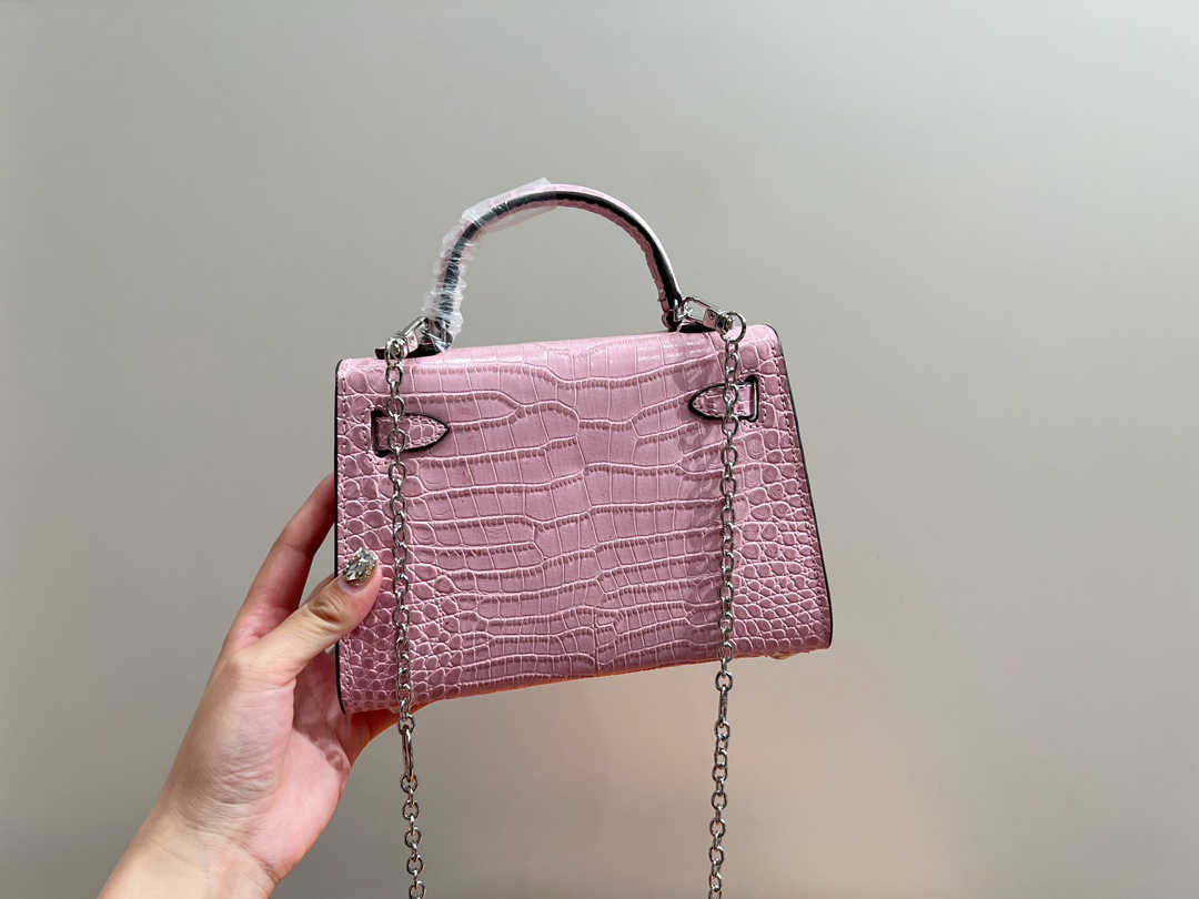 

Luxury Designer second generation Mini Ladies tote Bag New Genuine Leather Crocodile Pattern Single Shoulder Diagonal Straddle Women's Bag, Grey